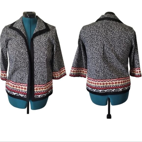 ALFRED DUNNER Women Black Blazer with spread collar open front 3/4 Sleeve 6P - Picture 14 of 15